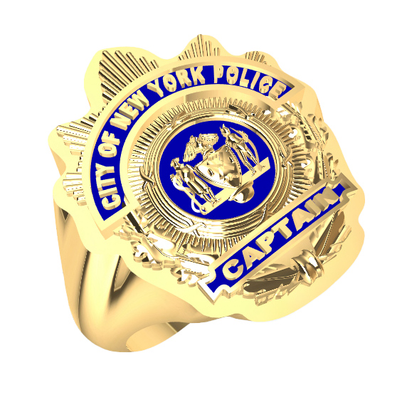 Mens NYPD Captain Nickel Size Shape of the Shield Ring