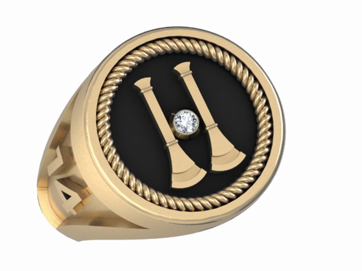 Mens Fire Department Captain Ring - 2 Horns
