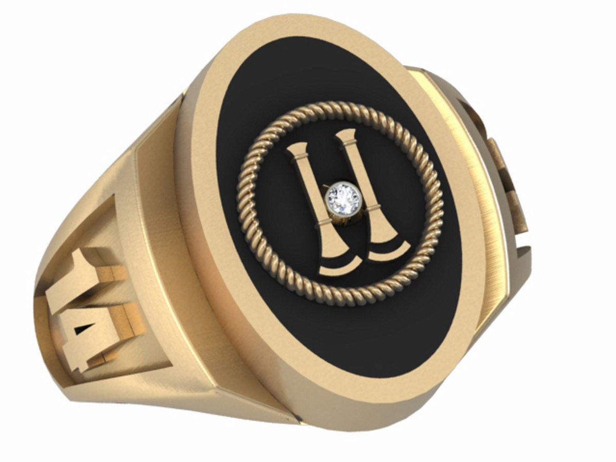 Mens Fire Department Captain Ring - 2 Horns