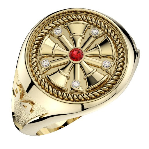 Mens Fire Department Chief Ring - 5 Horns