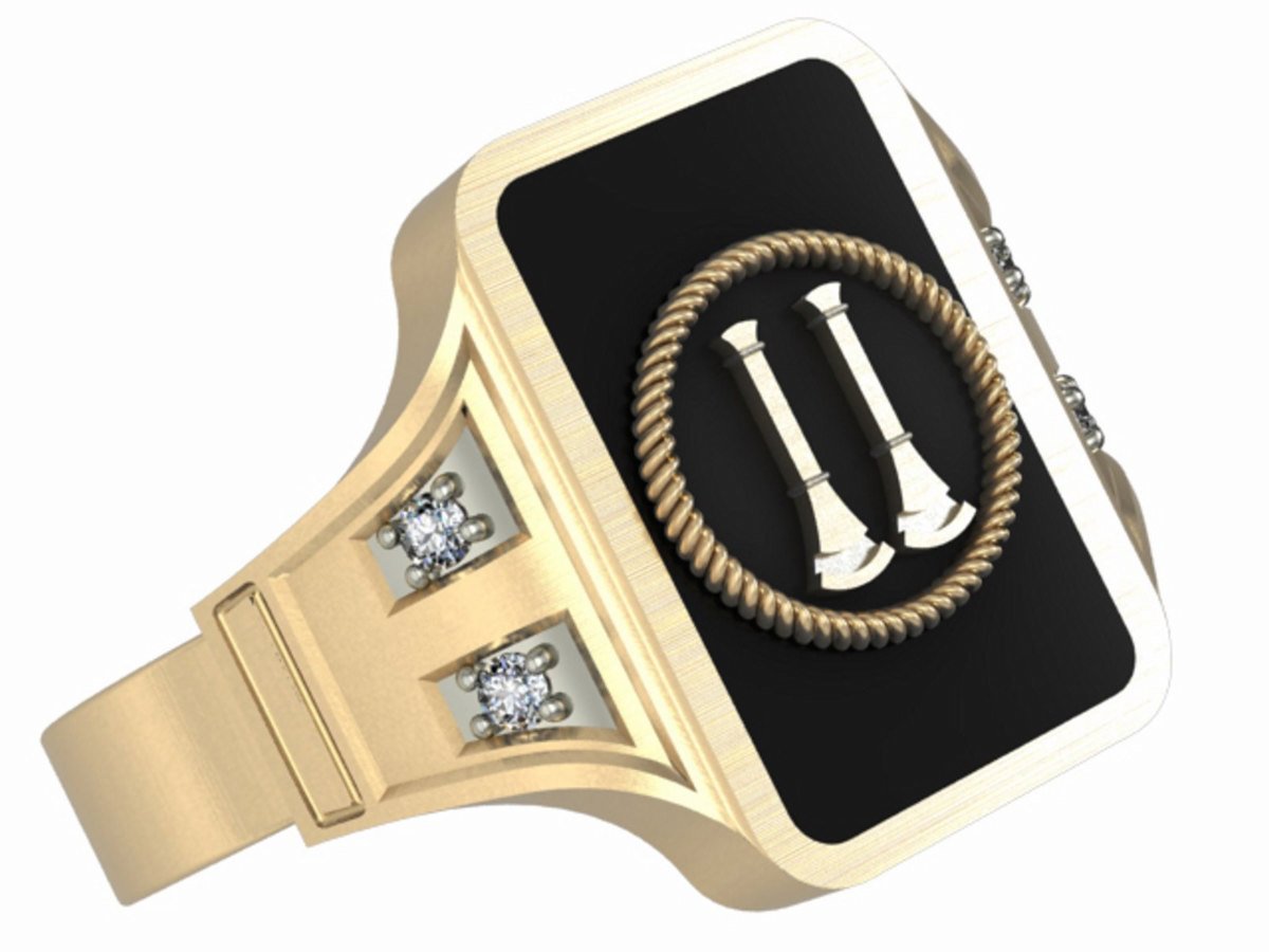 Mens Fire Department Captain Ring - 2 Horns