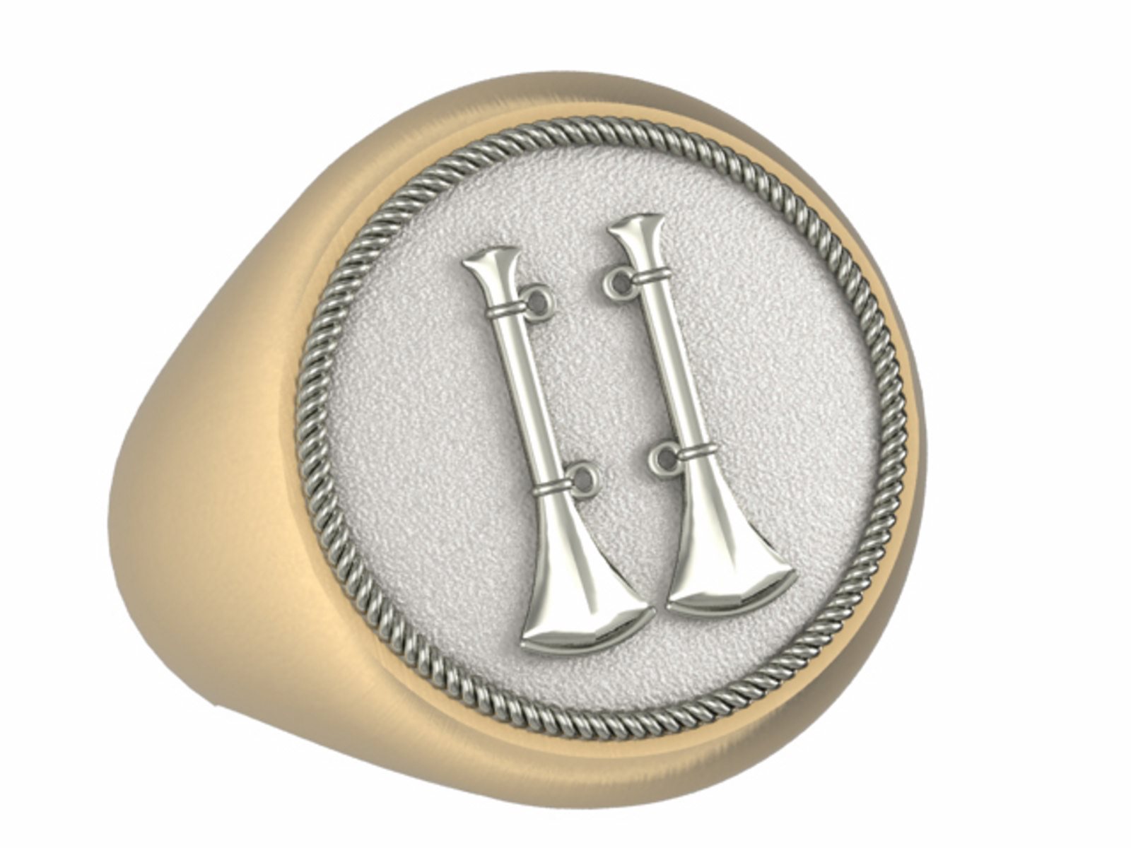 Mens Fire Department Captain Ring - 2 Horns