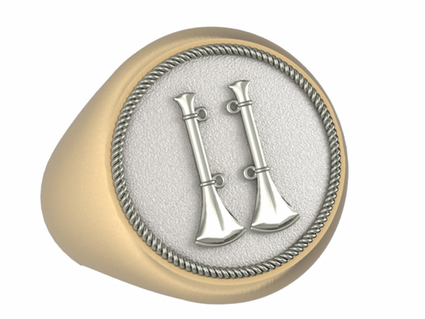 Mens Fire Department Captain Ring - 2 Horns