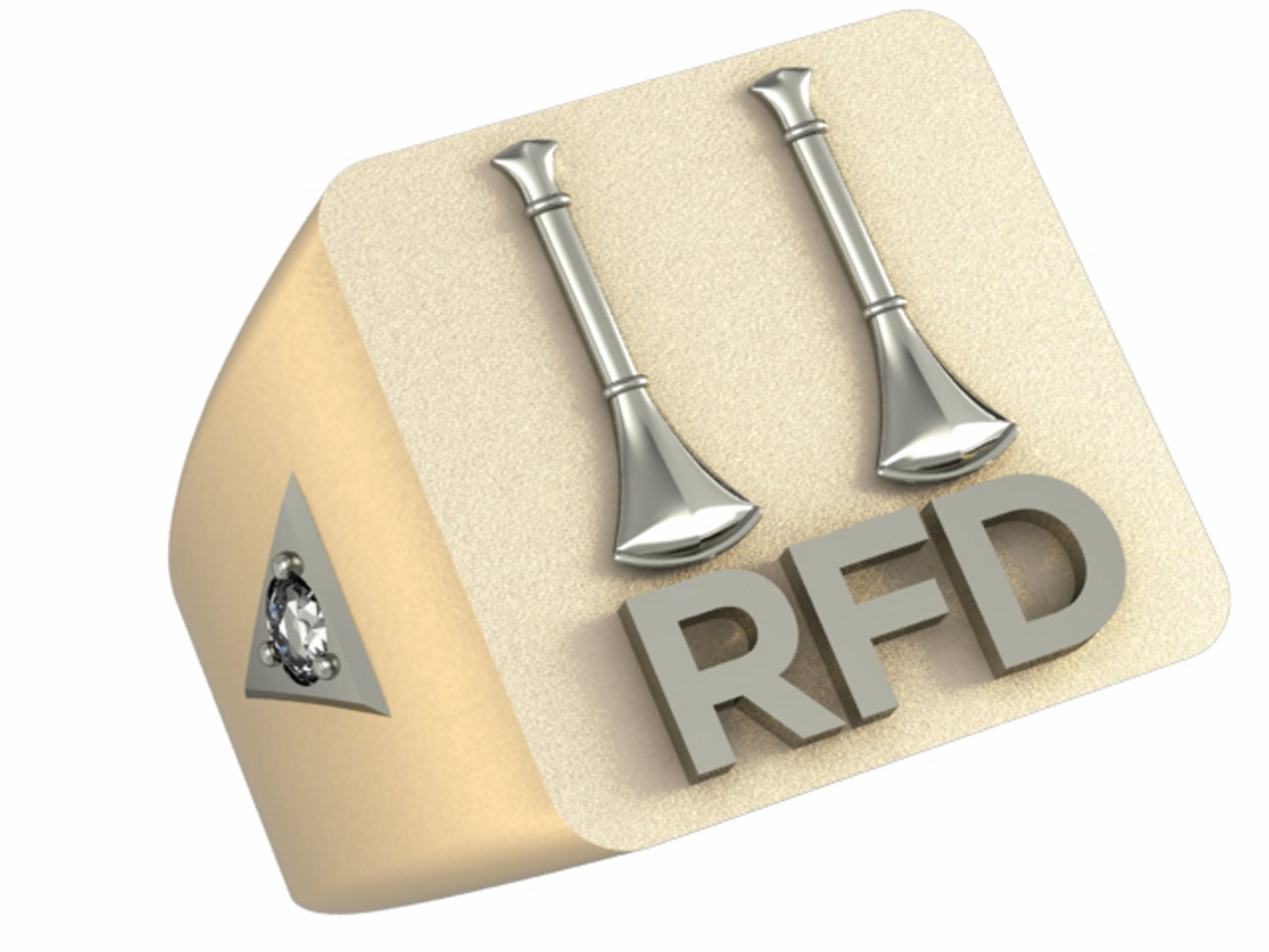 Mens Fire Department Captain Ring - 2 Horns