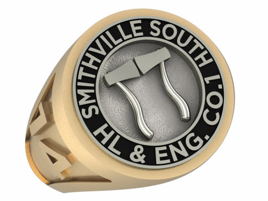 Mens Fire Department Captain Ring - 2 Horns