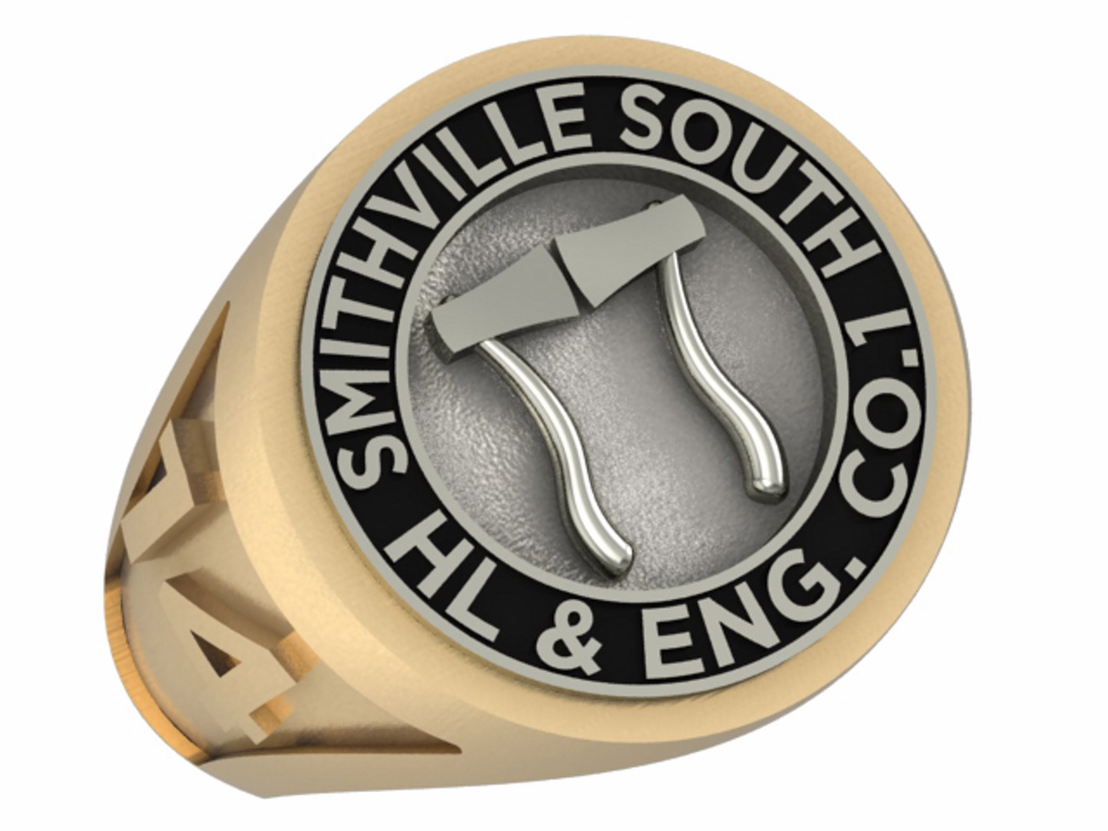 Mens Fire Department Captain Ring - 2 Horns