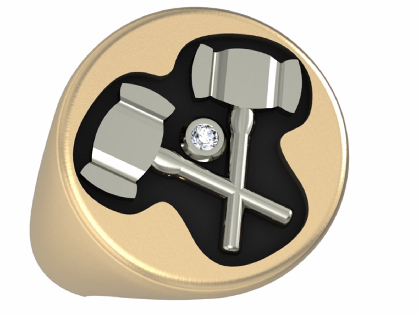 Mens Fire Department President Ring - 2 Gavels