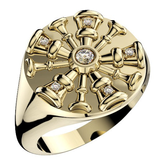 Mens Fire Department Chief Ring - 5 Horns