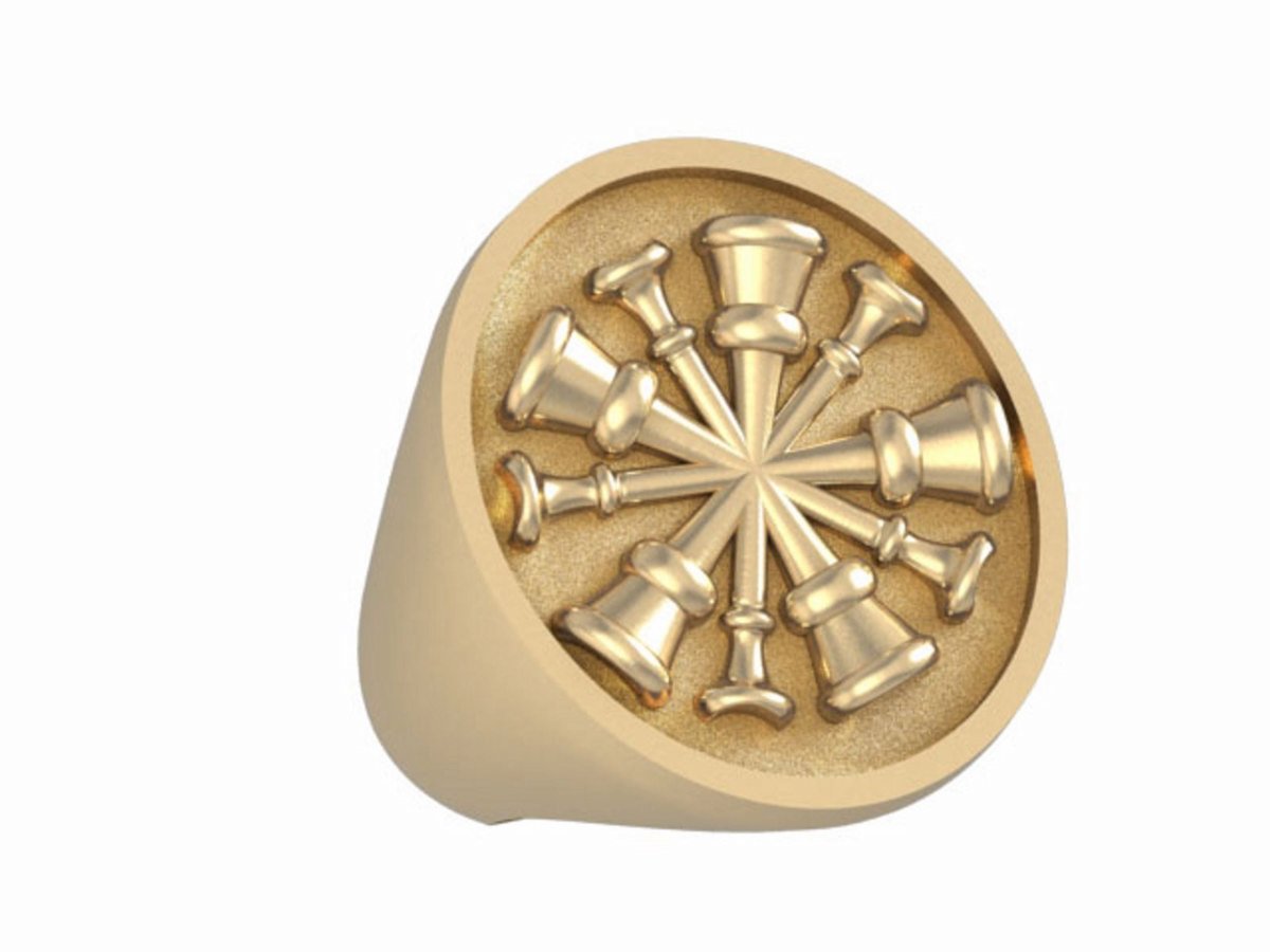 Mens Fire Department Chief Ring - 5 Horns