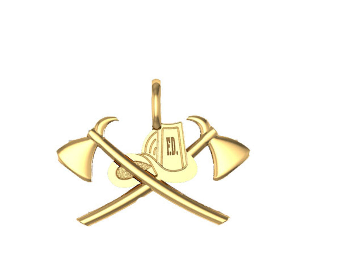 Firemans Helmet and Axe Pendant / Charm