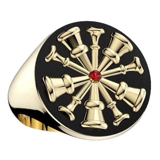 Mens Fire Department Chief Ring - 5 Horns