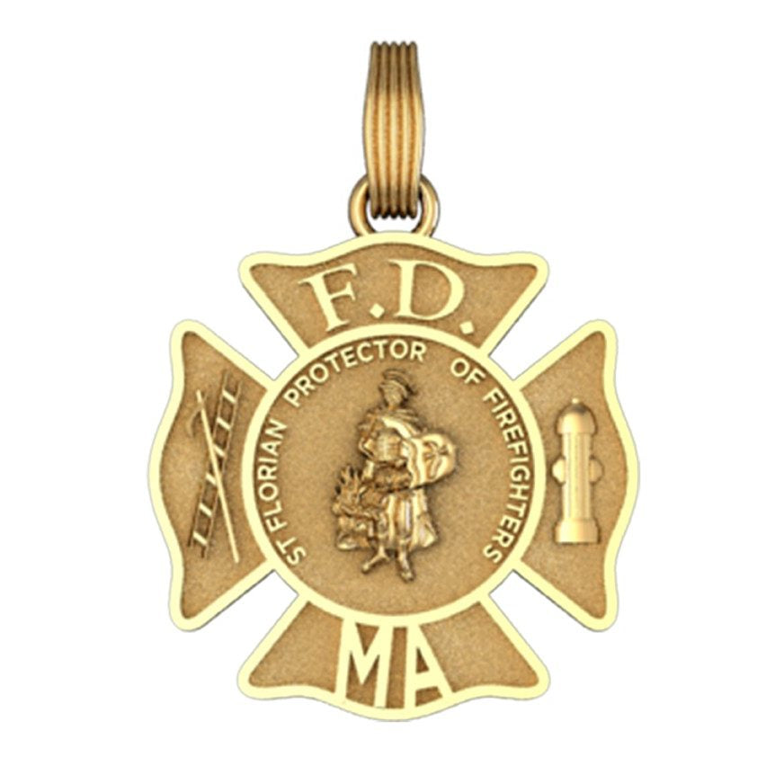 Personalized St. Florian Maltese Cross Pendant - Penny Size