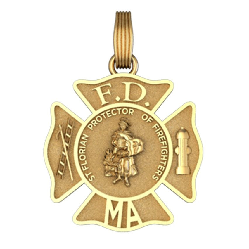 Personalized St. Florian Maltese Cross Pendant - Quarter Size