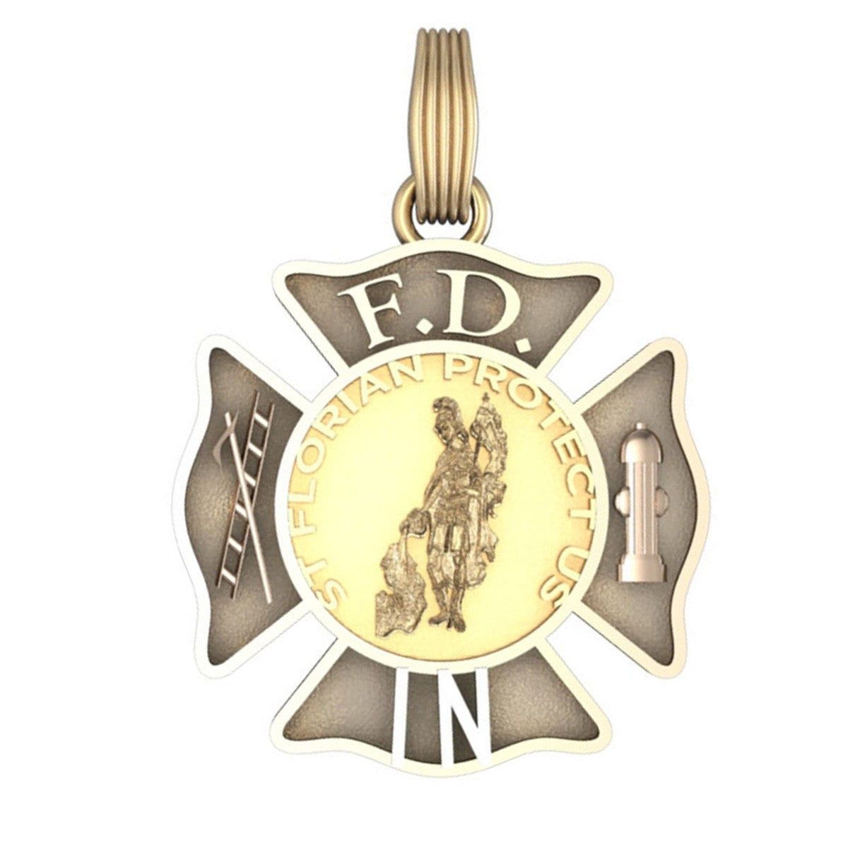 Personalized St. Florian Maltese Cross Pendant - Quarter Size