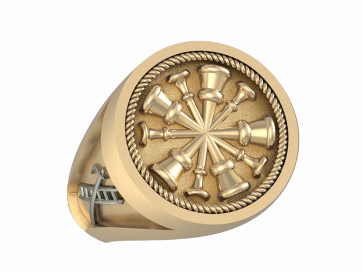 Mens Fire Department Chief Ring - 5 Horns