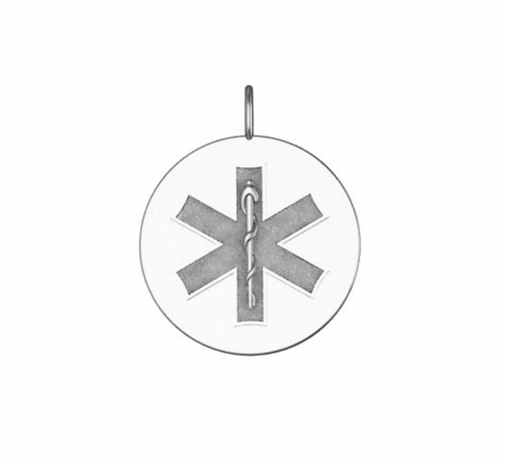 Embossed Star of Life Charm Pendant - Dime Size