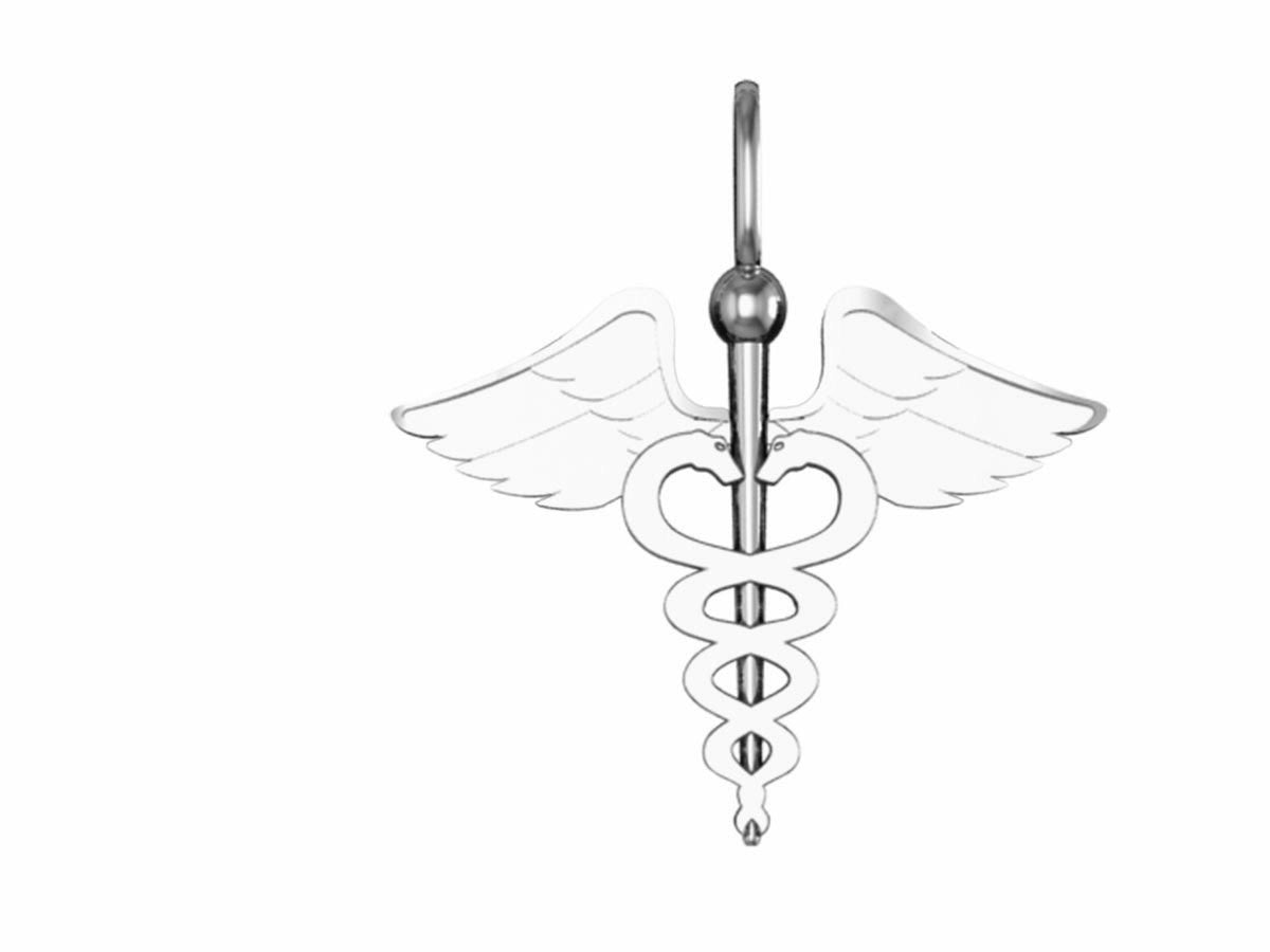 Caduceus Charm -Nickel Size
