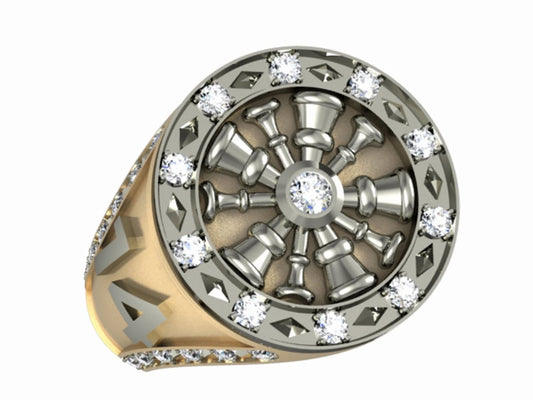 Mens Fire Department Chief Ring - 5 Horns