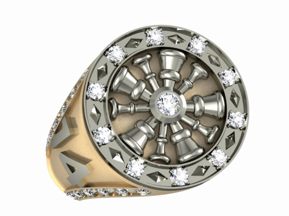Mens Fire Department Chief Ring - 5 Horns