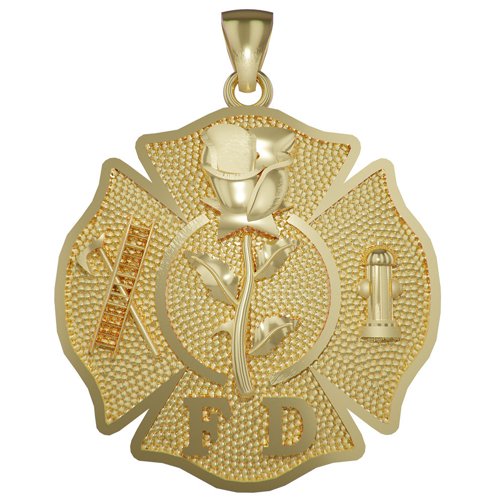 Womens Rose Maltese Cross - Quarter Size Pendant
