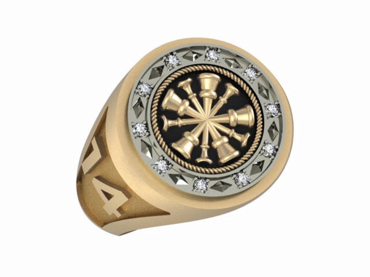Mens Fire Department Chief Ring - 5 Horns