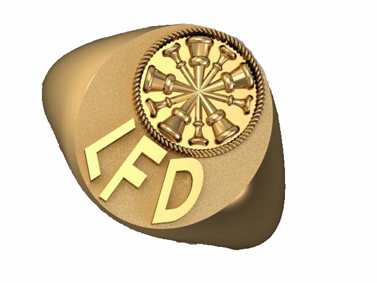 Mens Fire Department Chief Ring - 5 Horns