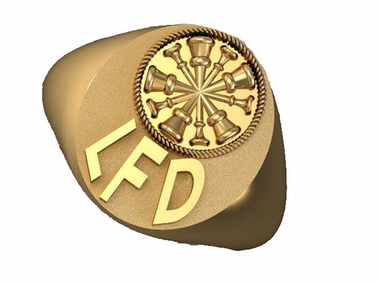Mens Fire Department Chief Ring - 5 Horns