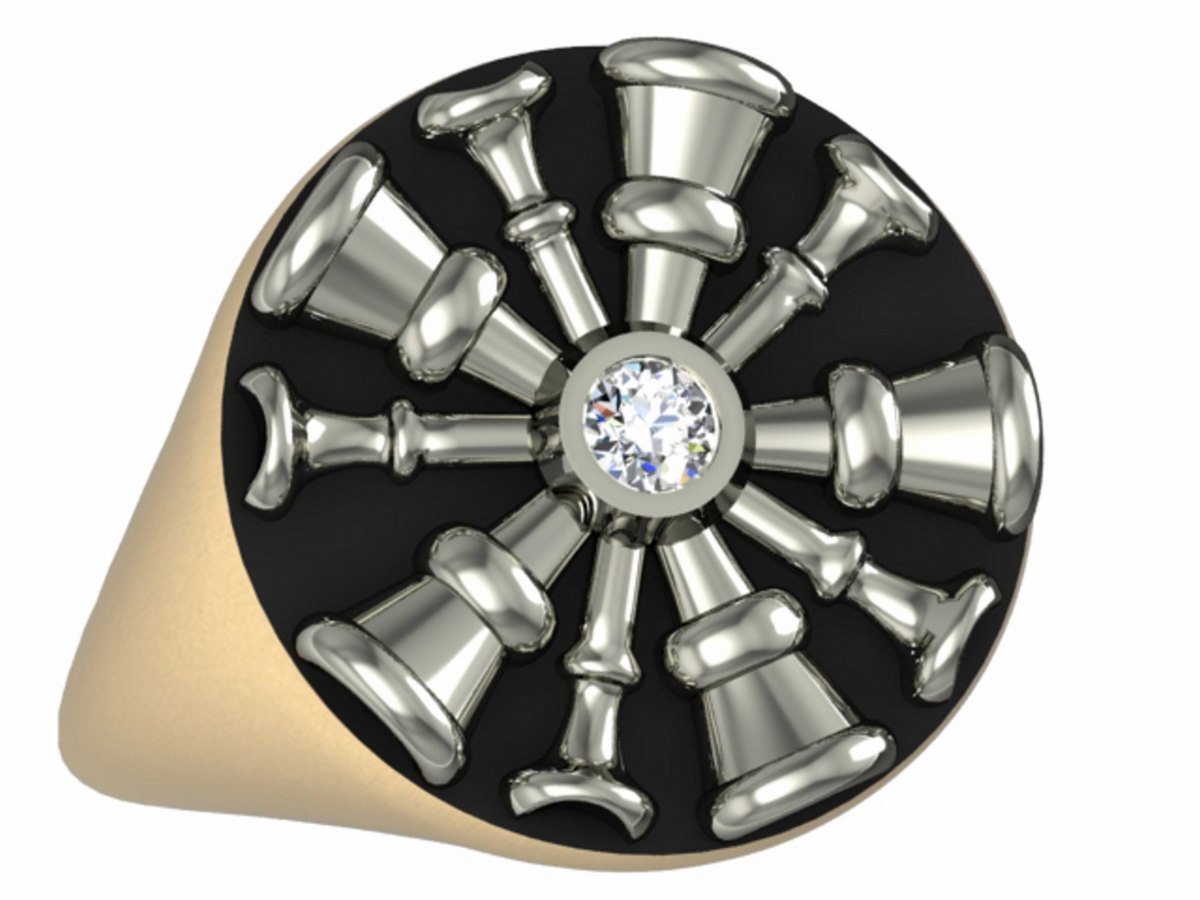 Womens Fire Department Chief Ring - 5 Horns