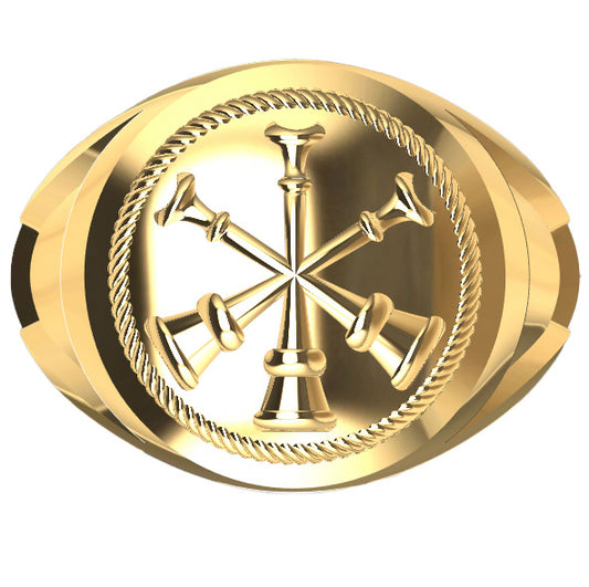 Mens  Fire Department Assistant Chief Ring - 3 Horns