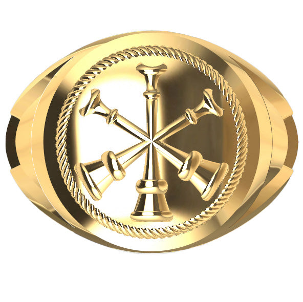 Mens  Fire Department Assistant Chief Ring - 3 Horns
