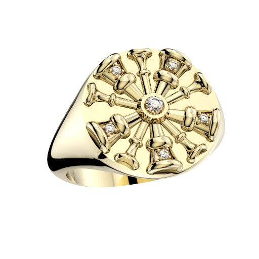 Womens Fire Department Chief Ring - 5 Horns