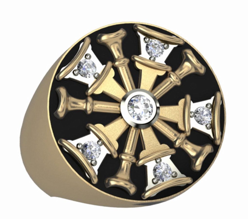 Mens Fire Department Chief Ring - 5 Horns