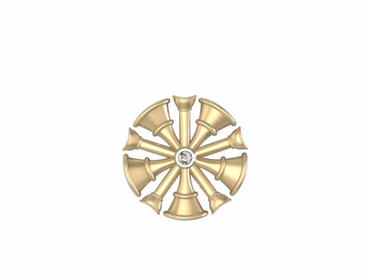Fire Chief Horns Tie Tack with Center Diamond - Dime Size