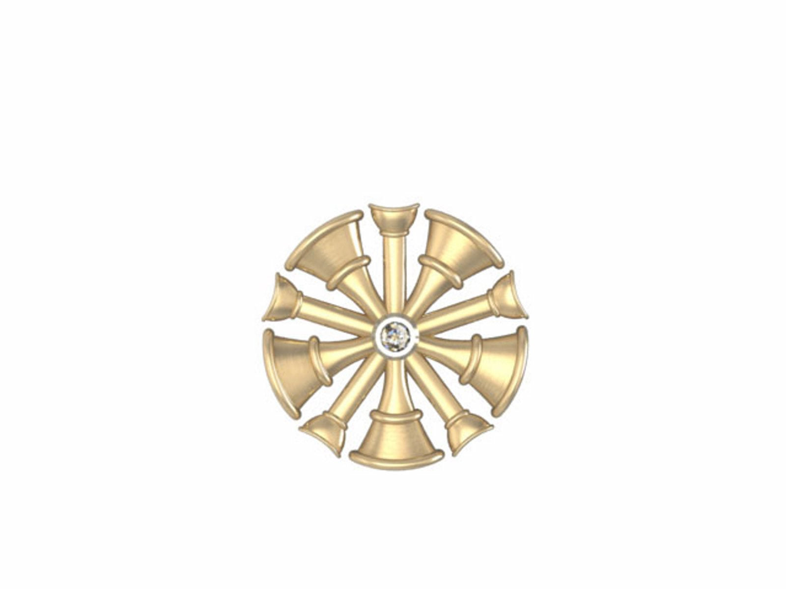 Fire Chief Horns Tie Tack with Center Diamond - Dime Size