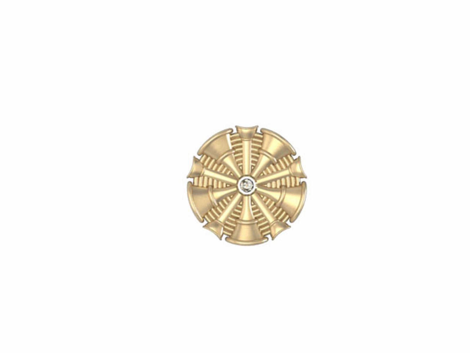 Fire Chief Horns Tie Tack with Center Diamond - Penny Size