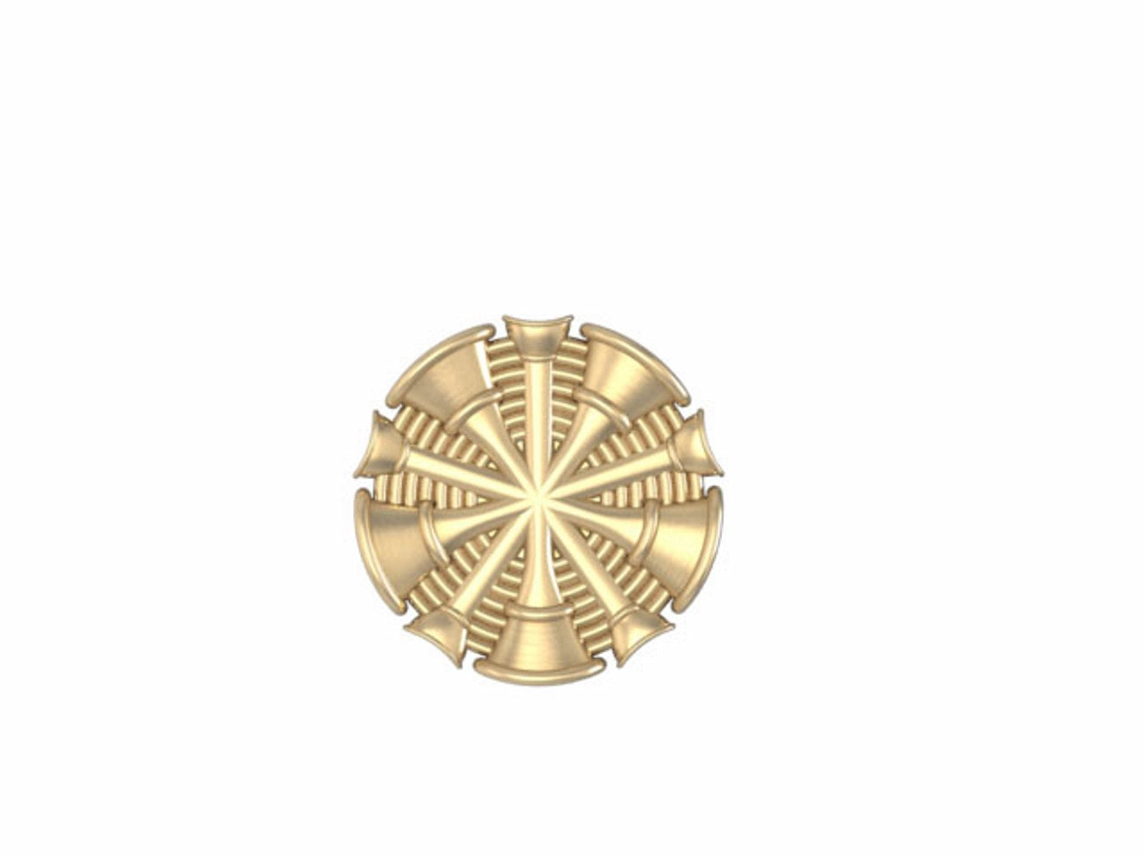 Fire Chief Horns Tie Tack with Textured Background - Penny Size