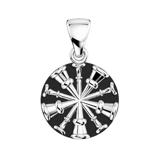 Five Horn Chief Pendant / Charm with Antiqued Background - Penny Size