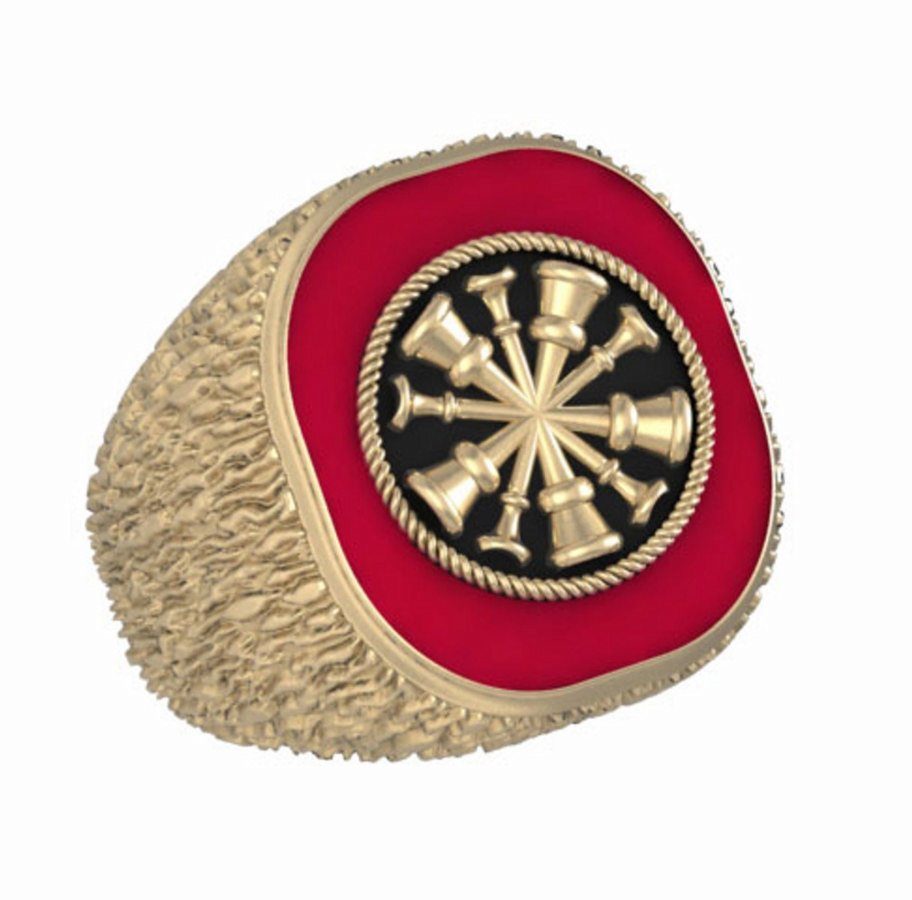 Mens Fire Department Chief Ring - 5 Horns