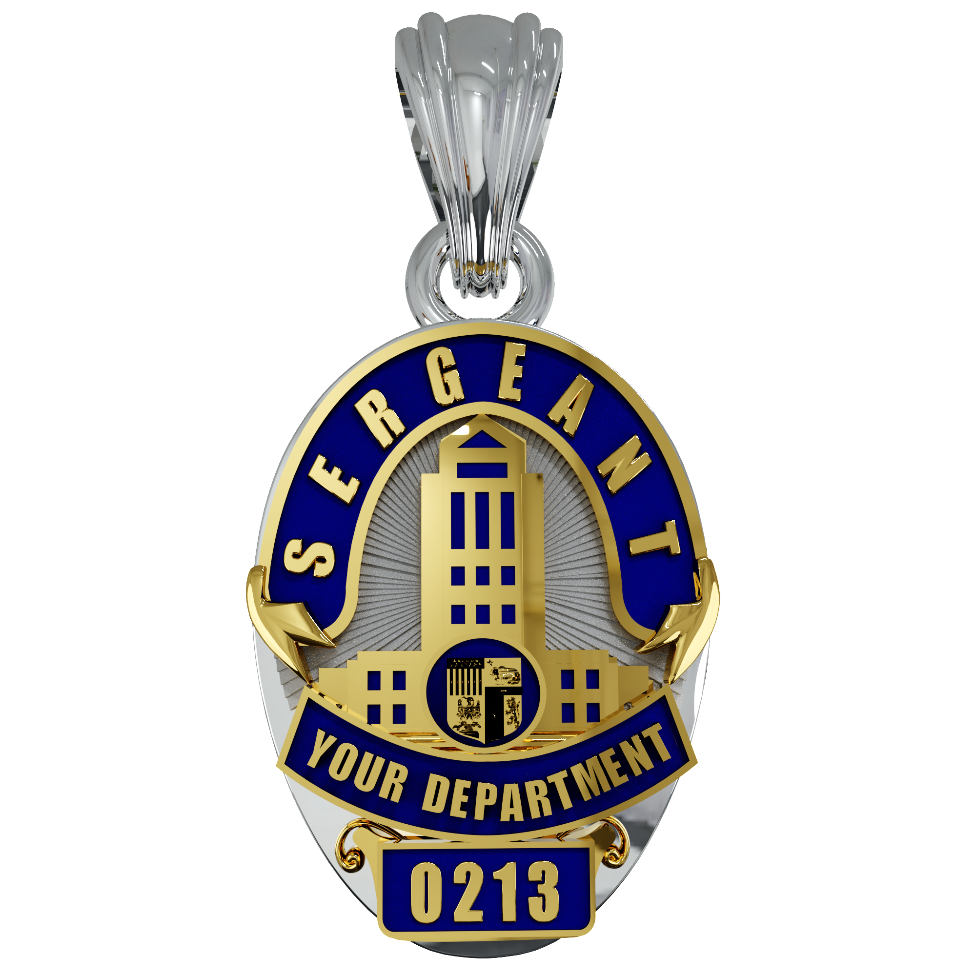 Custom West Coast Police Shield Pendant - Penny Size