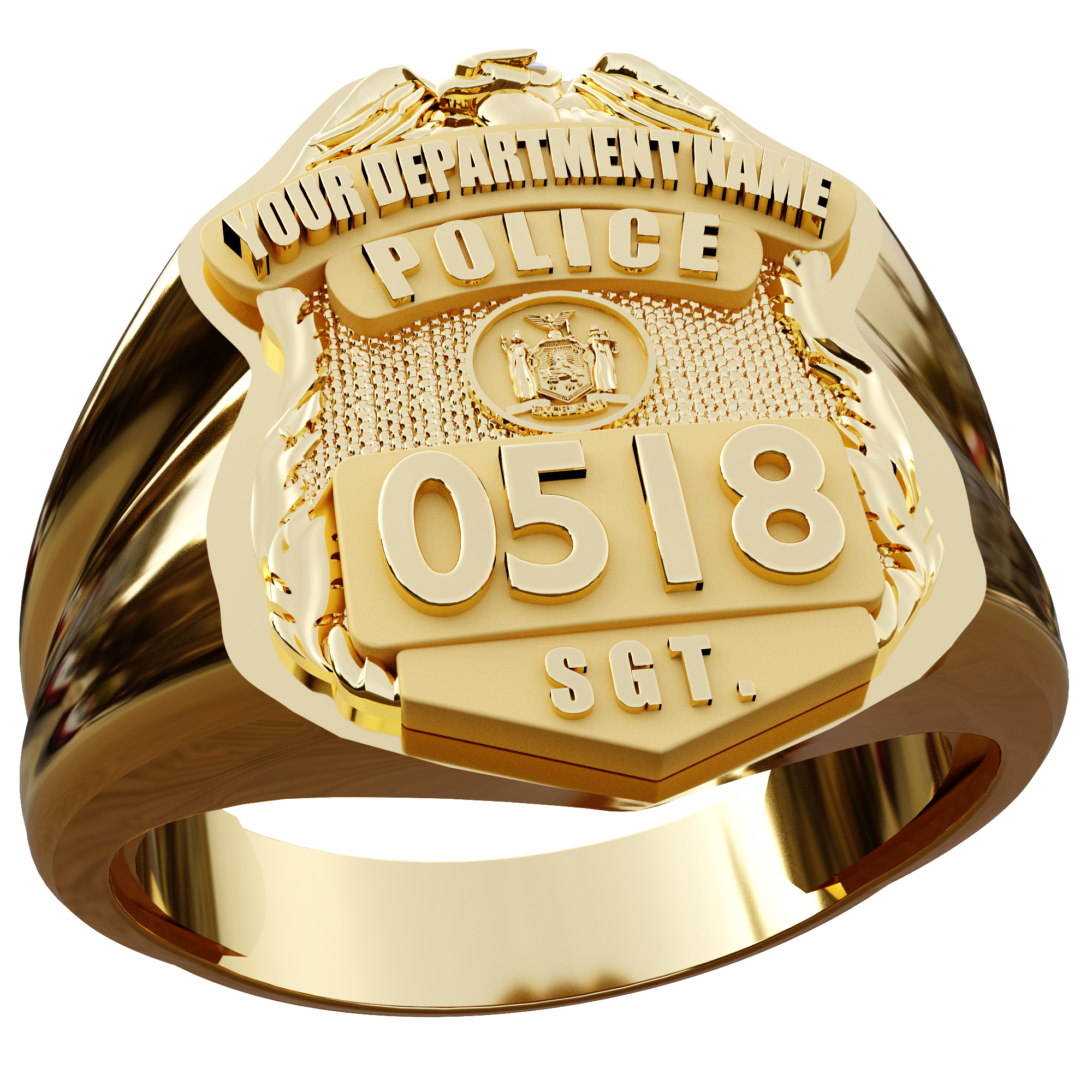 Custom Shape East Coast Style Shield with Top Eagle Ring