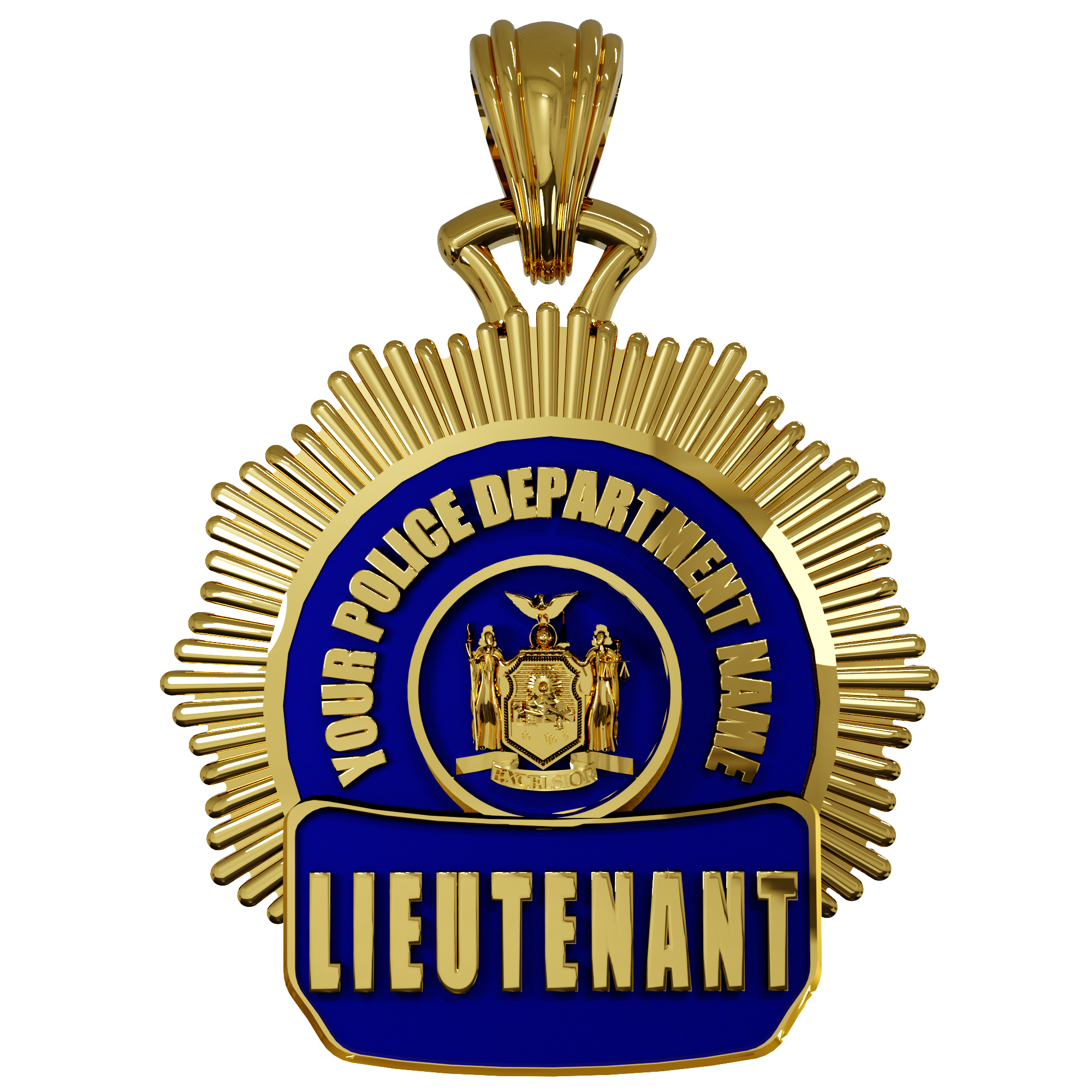 Custom Police Starburst Shield Pendant - Quarter Size