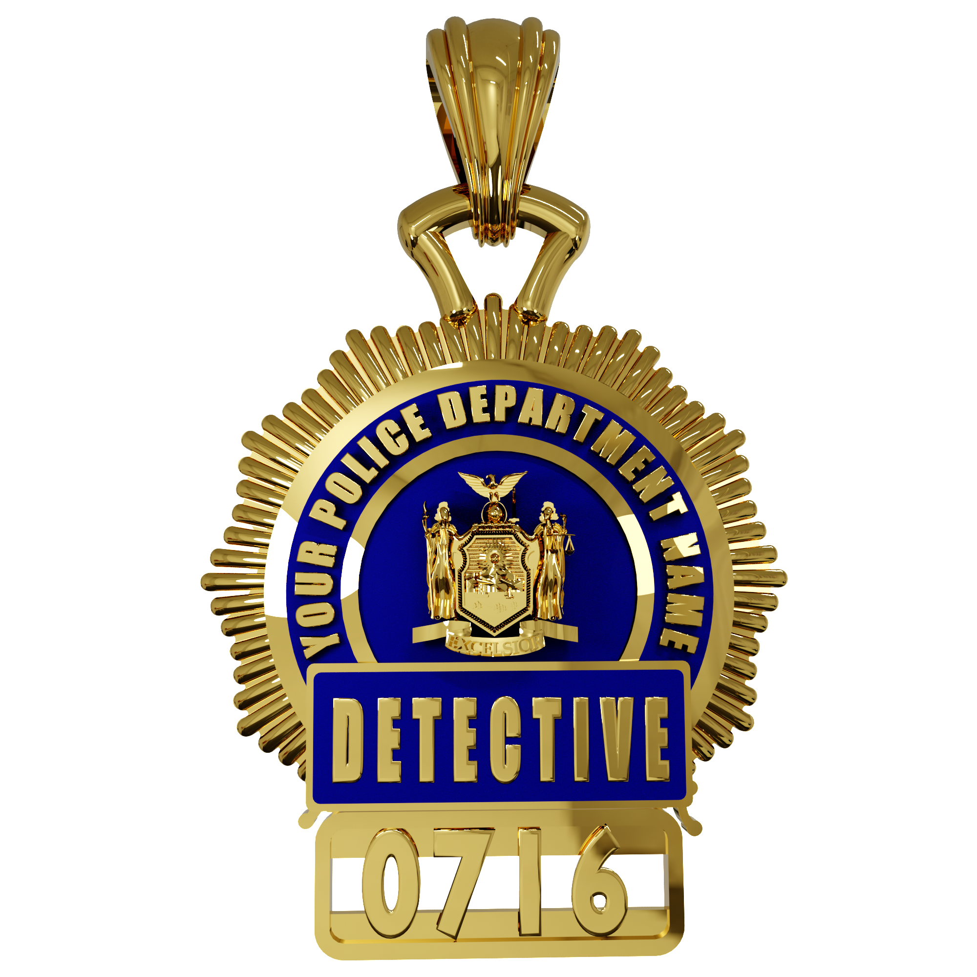 Custom Starburst Detective Shield Pendant - Penny Size