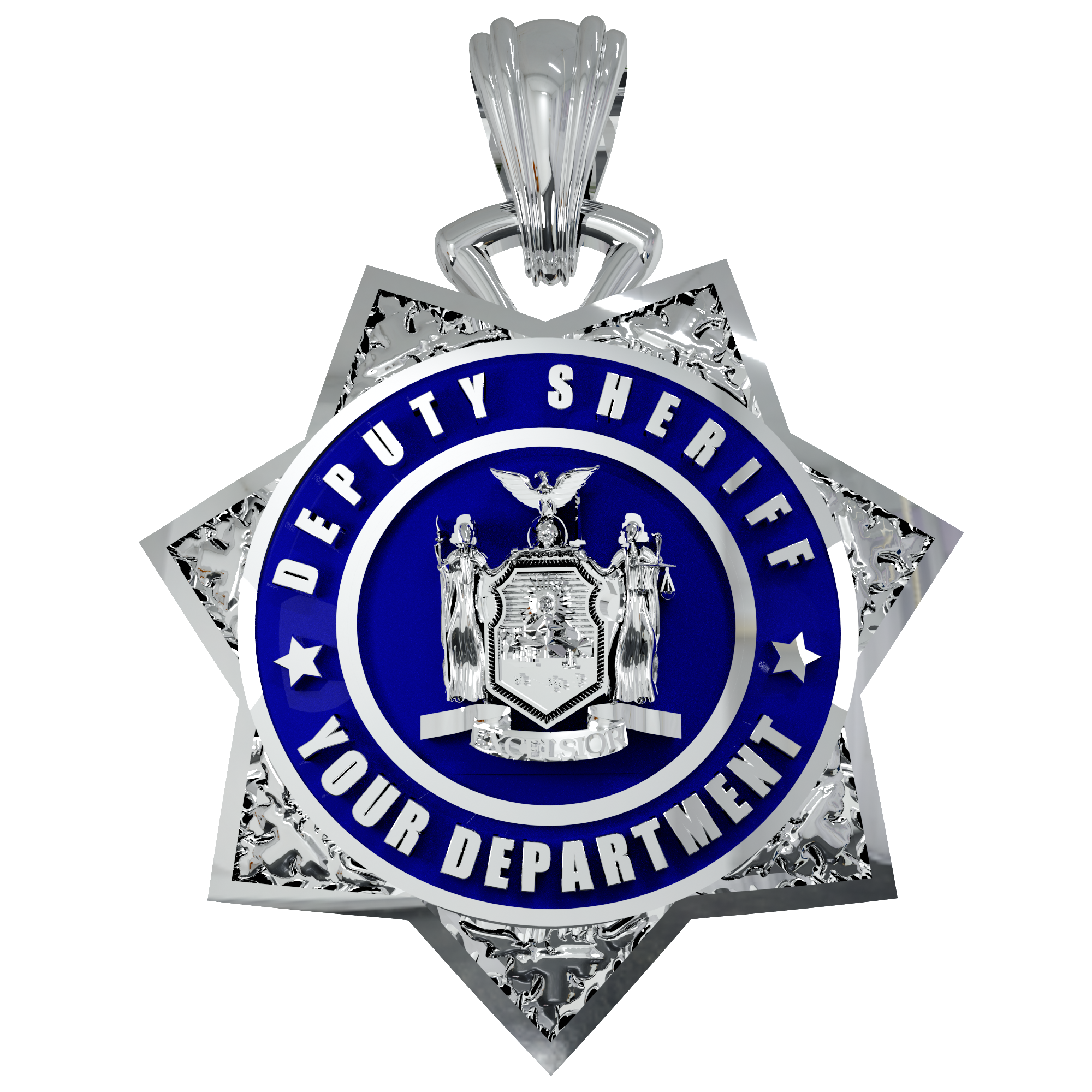 Custom 7-Point Sheriff's Badge Pendant - Quarter Size