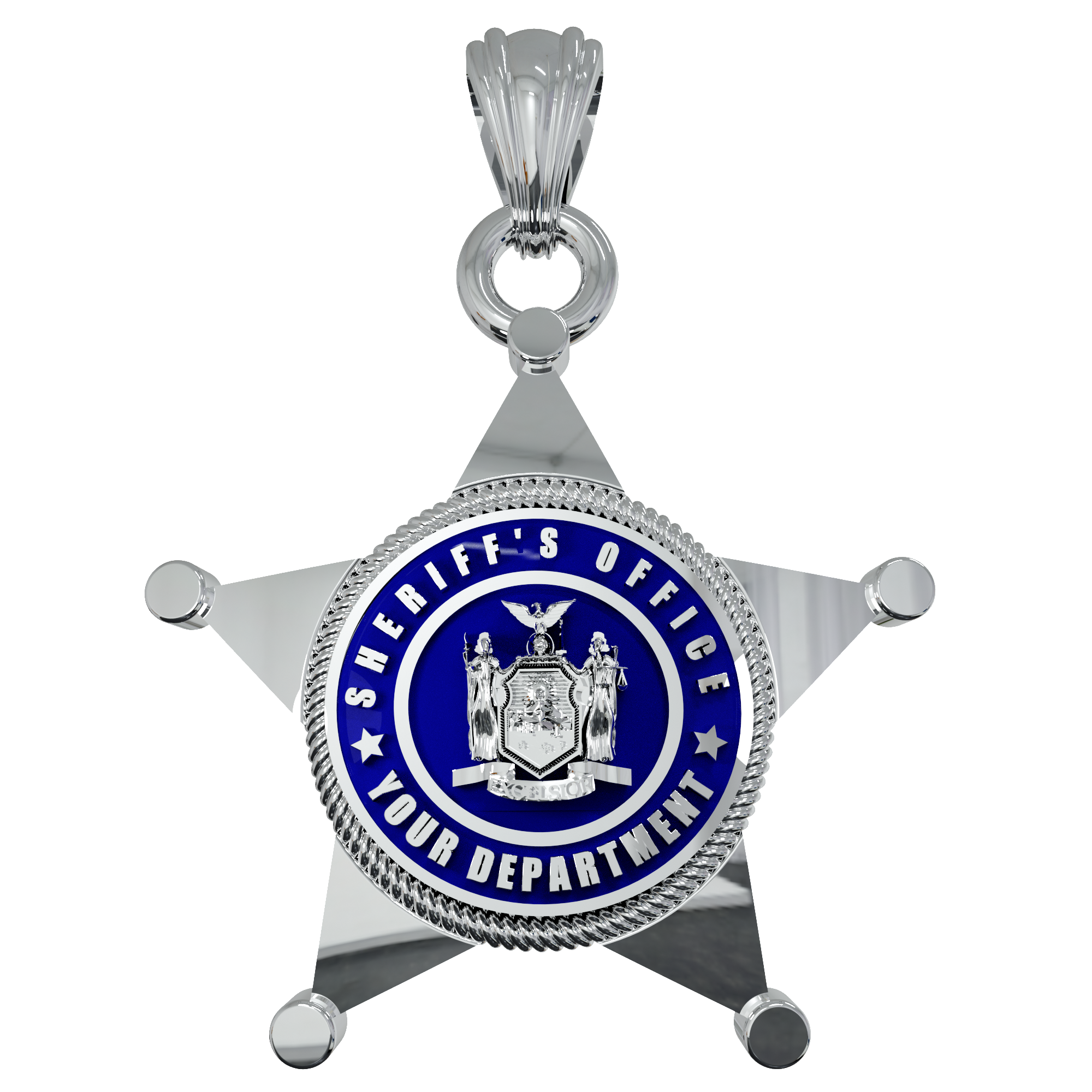 Custom 5-Point Sheriff's Badge Pendant - Nickel Size