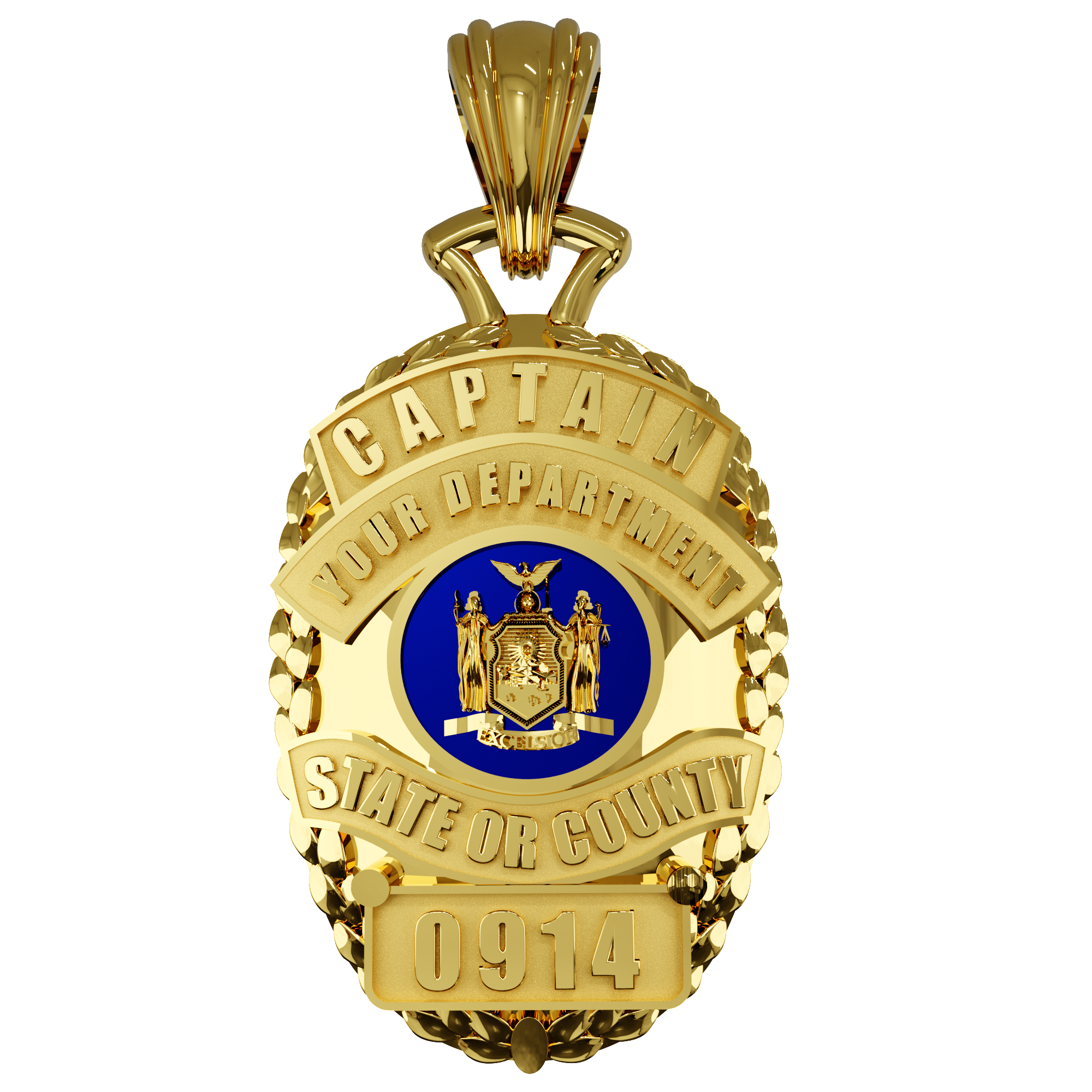 Custom Oval Police Shield Pendant - Quarter Size