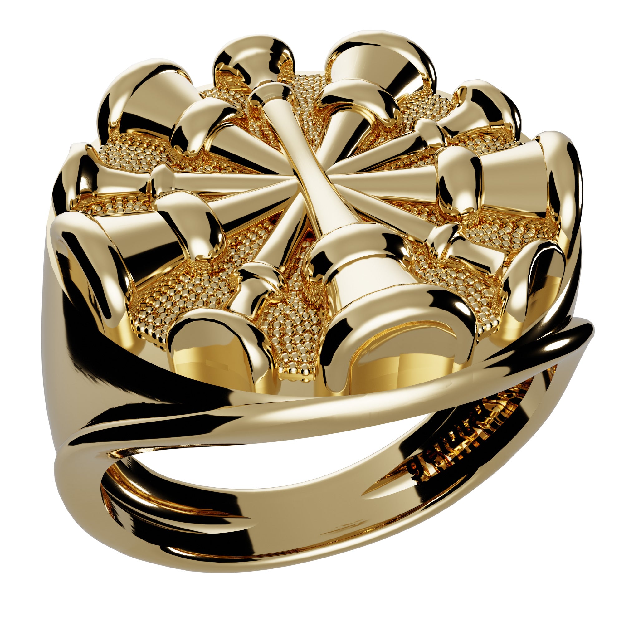 Mens Fire Department Chief Ring - 5 Horns (Nickel Size Top)