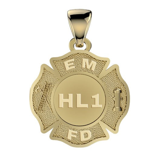 Custom Firefighter Maltese Cross Pendant - Nickel Size