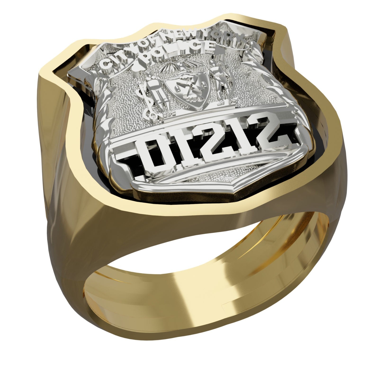 Mens NYPD PO Antique Shadow Box Edge Ring