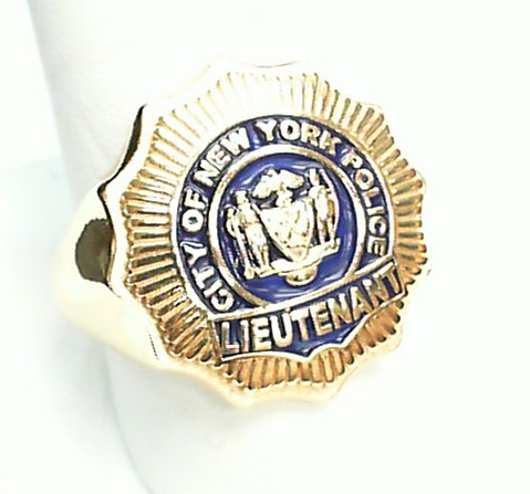 Mens NYPD Lieutenant Shape of the Shield XL Ring