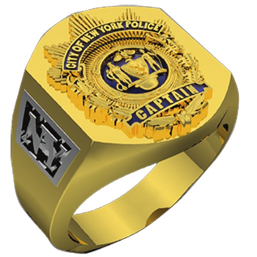 Mens NYPD Captain Deep Carved Shield Ring